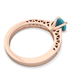 Turquoise Art Deco Engagement 6Mm Round 14K Rose Gold ring R26356RD