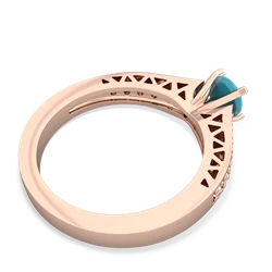 Turquoise Art Deco Engagement 5Mm Round 14K Rose Gold ring R26355RD