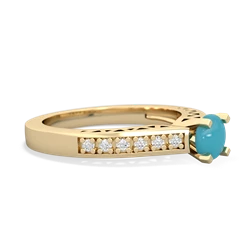 Turquoise Art Deco Engagement 5Mm Round 14K Yellow Gold ring R26355RD