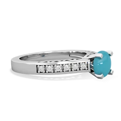 Turquoise Art Deco Engagement 6Mm Round 14K White Gold ring R26356RD