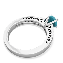 Turquoise Art Deco Engagement 6Mm Round 14K White Gold ring R26356RD