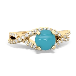 Turquoise Diamond Twist 14K Yellow Gold ring R26406RD