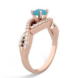 Turquoise Diamond Twist 5Mm Round Engagment  14K Rose Gold ring R26405RD