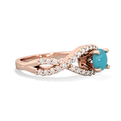 Turquoise Diamond Twist 5Mm Round Engagment  14K Rose Gold ring R26405RD