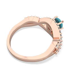 Turquoise Diamond Twist 5Mm Round Engagment  14K Rose Gold ring R26405RD