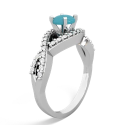 Turquoise Diamond Twist 5Mm Round Engagment  14K White Gold ring R26405RD