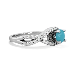 Turquoise Diamond Twist 5Mm Round Engagment  14K White Gold ring R26405RD