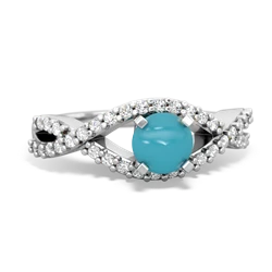 Turquoise Diamond Twist 5Mm Round Engagment  14K White Gold ring R26405RD