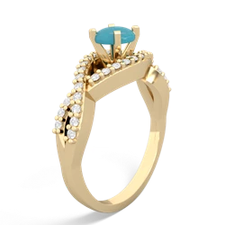 Turquoise Diamond Twist 5Mm Round Engagment  14K Yellow Gold ring R26405RD