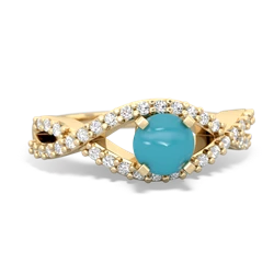 Turquoise Diamond Twist 5Mm Round Engagment  14K Yellow Gold ring R26405RD