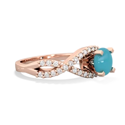 Turquoise Diamond Twist 6Mm Round Engagment  14K Rose Gold ring R26406RD