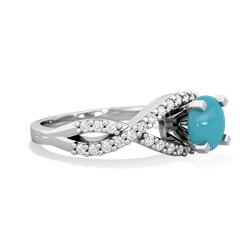 Turquoise Diamond Twist 6Mm Round Engagment  14K White Gold ring R26406RD
