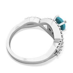 Turquoise Diamond Twist 6Mm Round Engagment  14K White Gold ring R26406RD