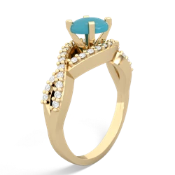 Turquoise Diamond Twist 6Mm Round Engagment  14K Yellow Gold ring R26406RD