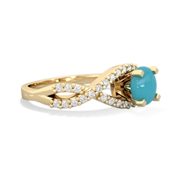 Turquoise Diamond Twist 6Mm Round Engagment  14K Yellow Gold ring R26406RD