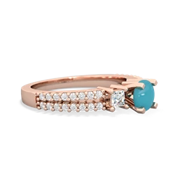 Turquoise Classic 5Mm Round Engagement 14K Rose Gold ring R26435RD