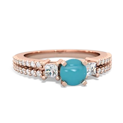 Turquoise Classic 5Mm Round Engagement 14K Rose Gold ring R26435RD