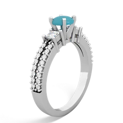 Turquoise Classic 5Mm Round Engagement 14K White Gold ring R26435RD