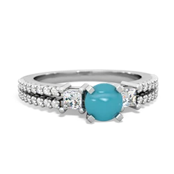 Turquoise Classic 5Mm Round Engagement 14K White Gold ring R26435RD