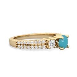 Turquoise Classic 5Mm Round Engagement 14K Yellow Gold ring R26435RD