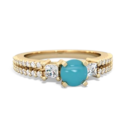 Turquoise Classic 5Mm Round Engagement 14K Yellow Gold ring R26435RD