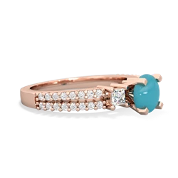 Turquoise Classic 6Mm Round Engagement 14K Rose Gold ring R26436RD