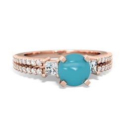 Turquoise Classic 6Mm Round Engagement 14K Rose Gold ring R26436RD