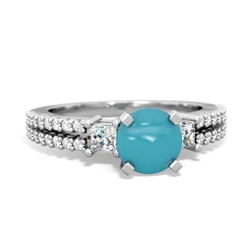 Turquoise Classic 6Mm Round Engagement 14K White Gold ring R26436RD