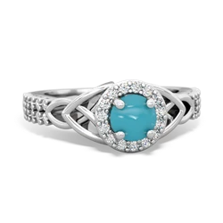 Turquoise Celtic Knot Halo 14K White Gold ring R26445RH