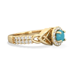 Turquoise Celtic Knot Halo 14K Yellow Gold ring R26445RH