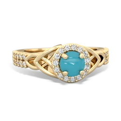 Turquoise Celtic Knot Halo 14K Yellow Gold ring R26445RH