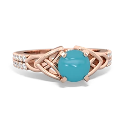 Turquoise Celtic Knot 6Mm Round Engagement 14K Rose Gold ring R26446RD