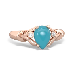 Turquoise Precious Pear 14K Rose Gold ring R0826
