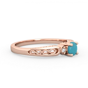 Turquoise Filligree Scroll Round 14K Rose Gold ring R0829