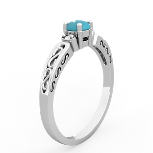 Turquoise Filligree Scroll Round 14K White Gold ring R0829