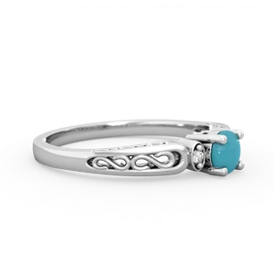 Turquoise Filligree Scroll Round 14K White Gold ring R0829