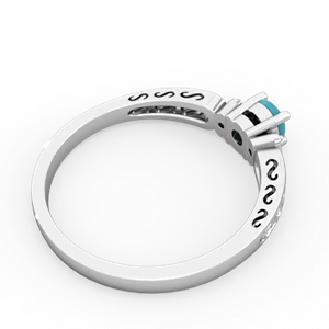 Turquoise Filligree Scroll Round 14K White Gold ring R0829