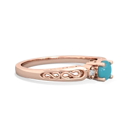 Turquoise Filligree Scroll Round 14K Rose Gold ring R0829