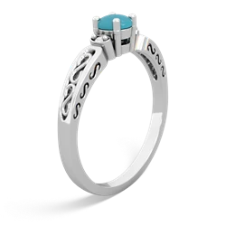 Turquoise Filligree Scroll Round 14K White Gold ring R0829