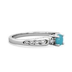 Turquoise Filligree Scroll Round 14K White Gold ring R0829