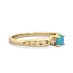 Turquoise Filligree Scroll Round 14K Yellow Gold ring R0829