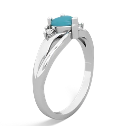 Turquoise Split Band Swirl 14K White Gold ring R2130