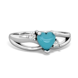 Turquoise Split Band Swirl 14K White Gold ring R2130