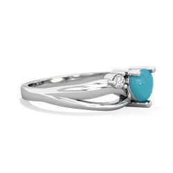 Turquoise Split Band Swirl 14K White Gold ring R2130