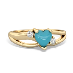 Turquoise Split Band Swirl 14K Yellow Gold ring R2130