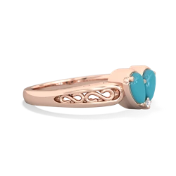 Turquoise Filligree 'One Heart' 14K Rose Gold ring R5070