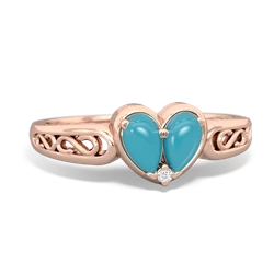 Turquoise Filligree 'One Heart' 14K Rose Gold ring R5070