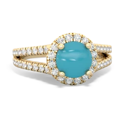 Turquoise Pave Halo 14K Yellow Gold ring R5490
