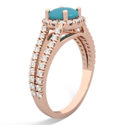 Turquoise Pave Halo 14K Rose Gold ring R5490