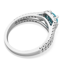 Turquoise Pave Halo 14K White Gold ring R5490